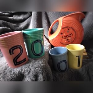 Fiestaware 2001 Pitcher and glass set